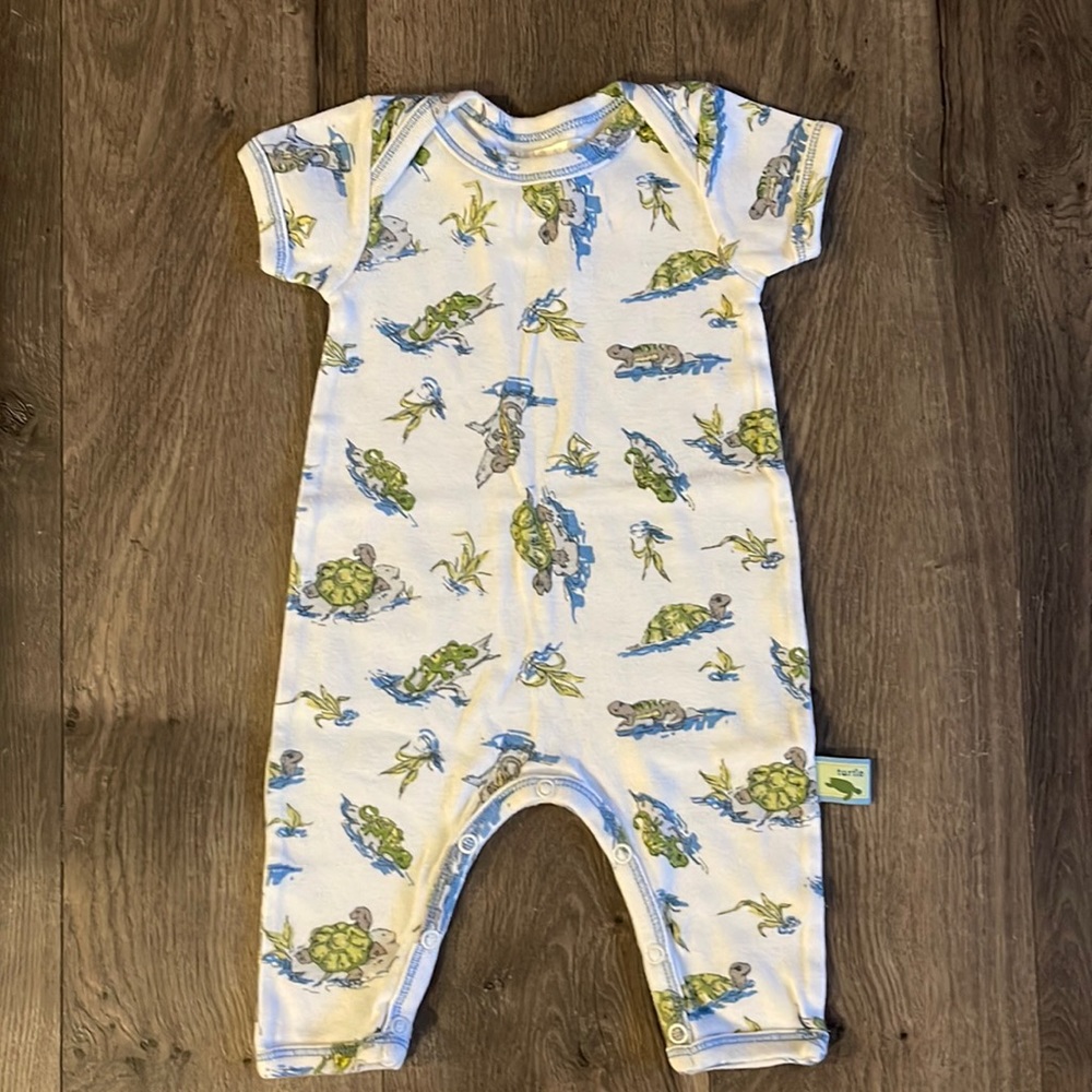 Pepper Toes Layette Turtle Vintage One Piece Romper - 3 Months